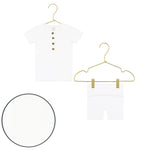Lou Lou & Company Shortie Set in Finley, a white henley tee and shorts on hangers