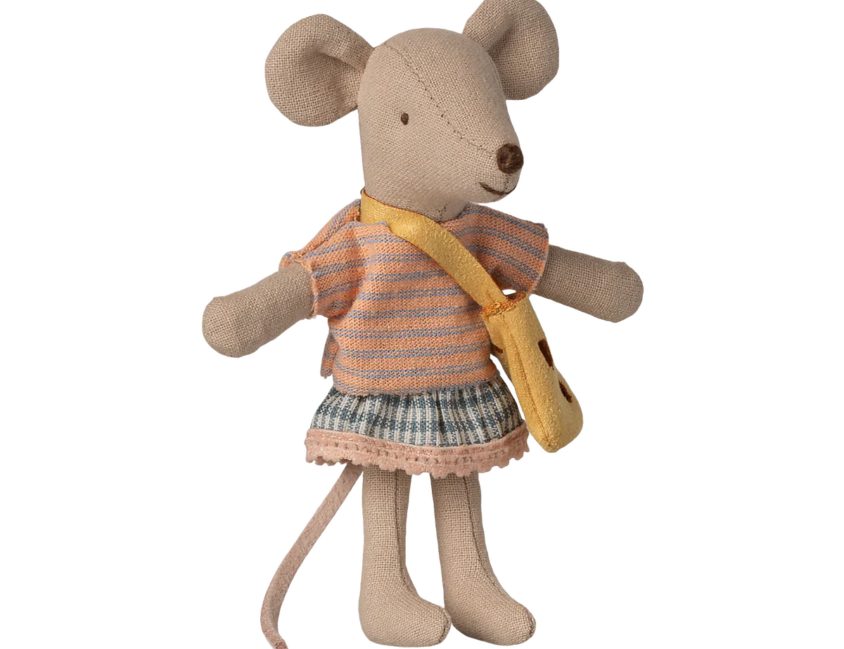 Maileg Little Sister Mouse, with Bag