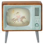 Maileg Television for Mouse, close-up of the cowboy mouse image on the screen