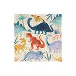 Meri Meri Dinosaur Kingdom Large Napkin, a cream paper napkin printed with colorful dinosaurs