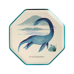 Meri Meri Dinosaur Kingdom Side Plate with a blue plesiosaurus