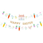 Meri Meri Easter Vegetable Garden Garland Set laid out flat showing both garland strands