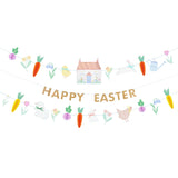 Meri Meri Easter Vegetable Garden Garland Set laid out flat showing both garland strands