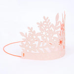 Meri Meri Pink Glitter Party Crown shown flat with its elastic band