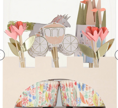 Meri Meri Princess Cupcake Kit with carriage, horse and flower toppers and floral cupcake wrappers