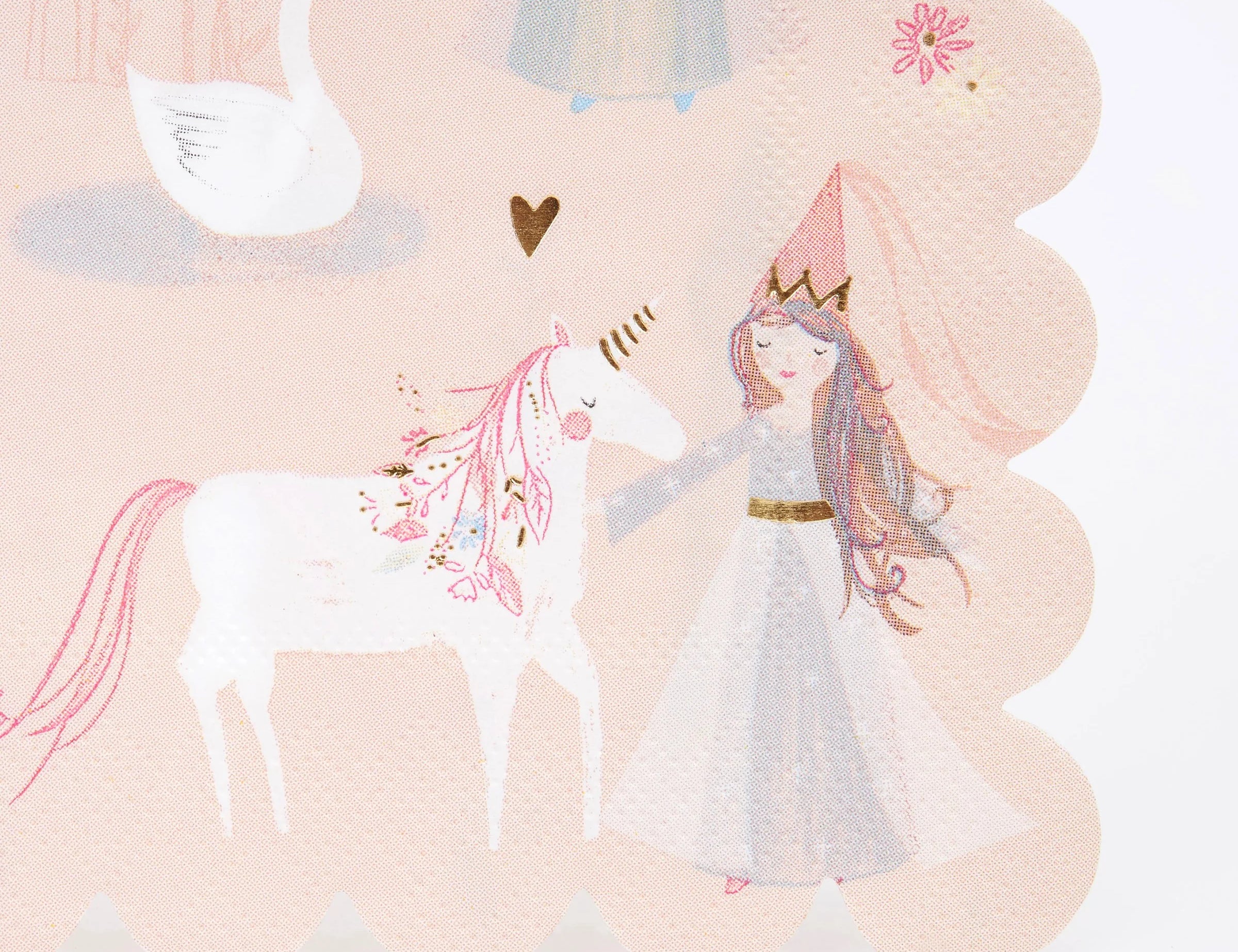 Close-up of the princess and unicorn illustration on the Meri Meri Princess Large Napkins