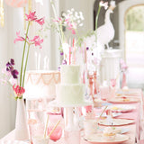 Pink princess party table with cakes and flowers set with Meri Meri Princess Large Napkins