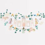 Meri Meri Princess Party Garland with a paper castle, princesses, unicorns and flower vines