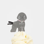 Meri Meri Puppy Cupcake Kit black poodle topper on a frosted cupcake