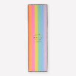 Meri Meri Super Skinny Mixed Candles, thin pastel rainbow birthday candles in a box