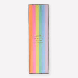 Meri Meri Super Skinny Mixed Candles, thin pastel rainbow birthday candles in a box