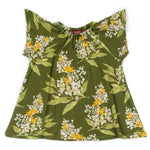 Milkbarn Green Floral Dress, the olive green floral baby dress shown on its own