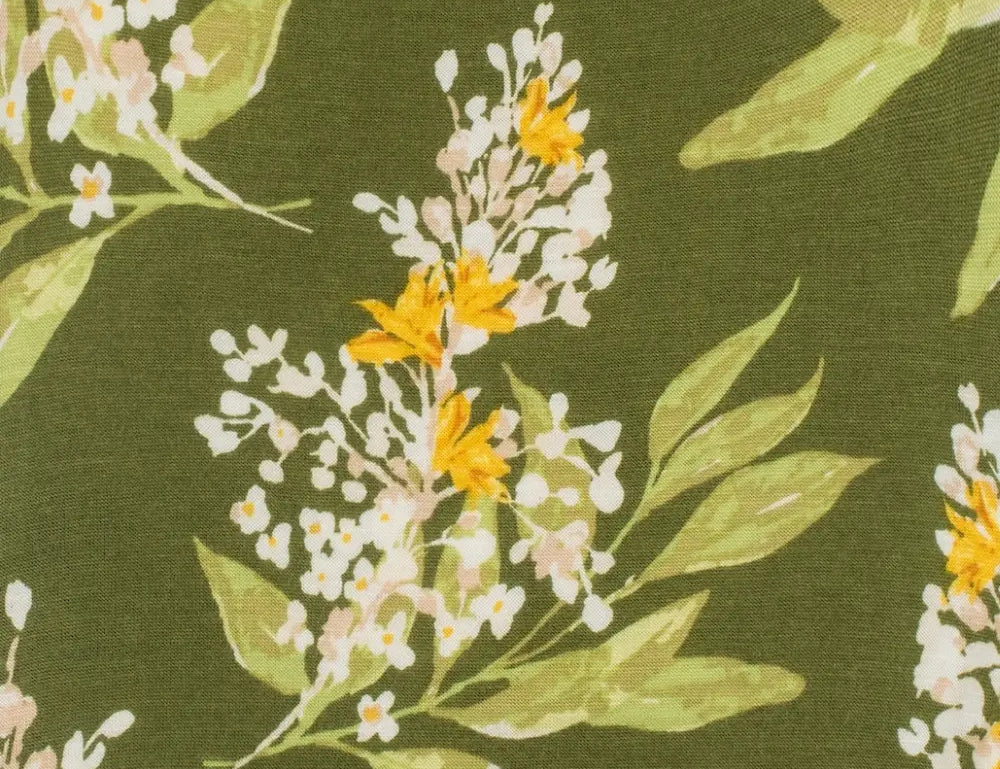 Close-up of the floral print on the Milkbarn Green Floral Short Sleeve One Piece
