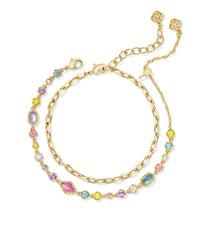 Kendra Scott Mini Elisa and Abbie Set of 2 Delicate Chain Bracelets, Gold Multi Mix