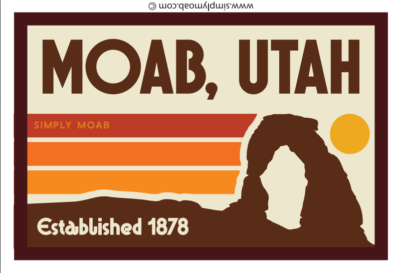 Retro Moab Utah magnet with Delicate Arch, sunset stripes and Established 1878