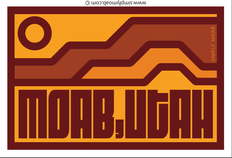 Moab Utah magnet with stepped geometric buttes in gold and terracotta