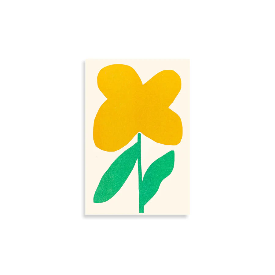 Moglea Flower Pad in Oxalis, a cream notepad with a yellow painted flower on the cover