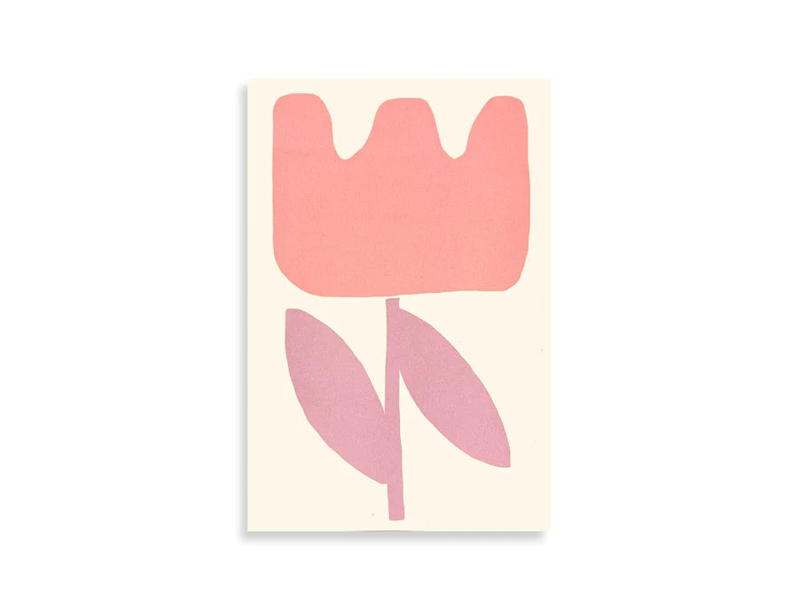 Moglea Flower Pad in Tulip, a cream notepad with a pink painted tulip on the cover