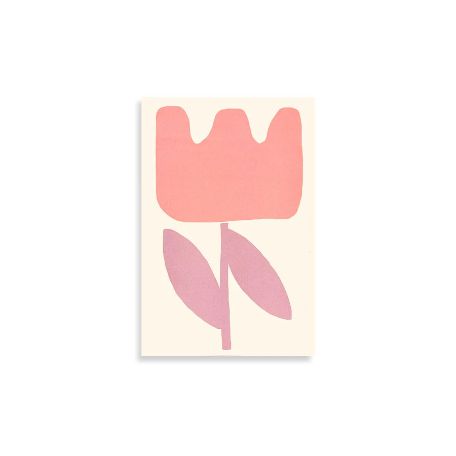Moglea Flower Pad in Tulip, a cream notepad with a pink painted tulip on the cover