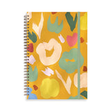 Moglea Marigold Composition B5 Notebook, mustard floral cover shown at an angle