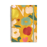 Moglea Marigold Composition B5 Notebook, a spiral notebook with a mustard hand-painted floral cover