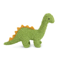 Mon Ami Brody Brontosaurus Plush, a green boucle stuffed dinosaur with orange spikes