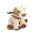 Mon Ami Caden Cow Plush lying down, angled view on white