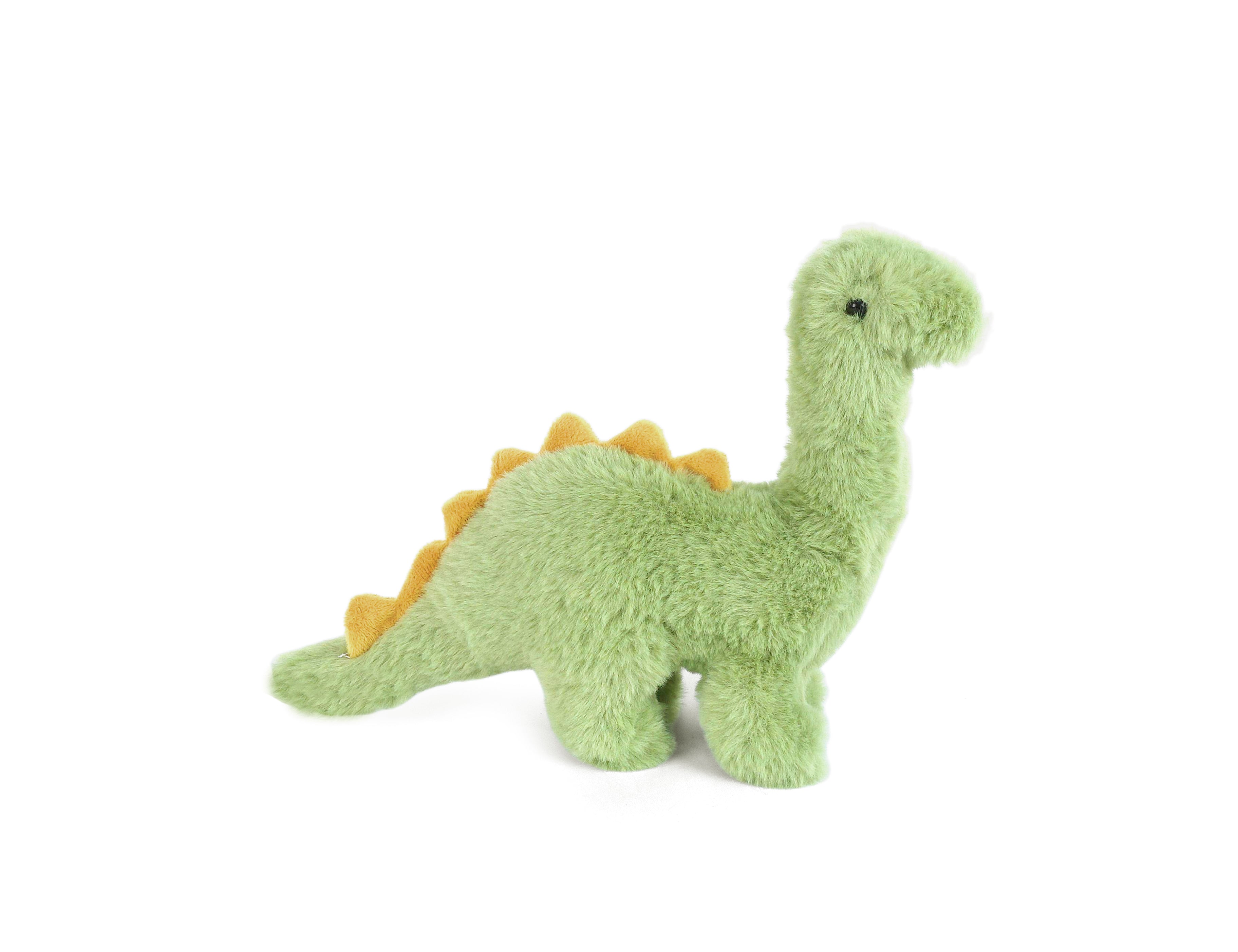 Mon Ami Larry Bronto Dino Plush, a small green felt brontosaurus with yellow spikes