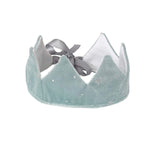 Mon Ami My First Year Advent Pillow Gift Set blue velvet crown with silver stars and ribbon ties