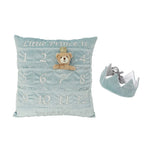 Mon Ami My First Year Advent Pillow & Gift Set in Prince, a blue velvet milestone pillow with a bear and crown