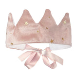 Mon Ami My First Year Advent Pillow Gift Set pink velvet crown with gold stars and ribbon ties
