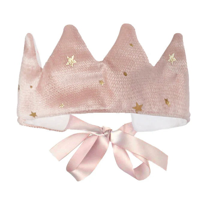Mon Ami My First Year Advent Pillow Gift Set pink velvet crown with gold stars and ribbon ties