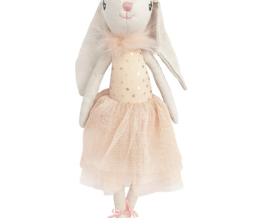 Mon Ami Plush Doll bunny ballerina in a pink tulle tutu and ballet slippers
