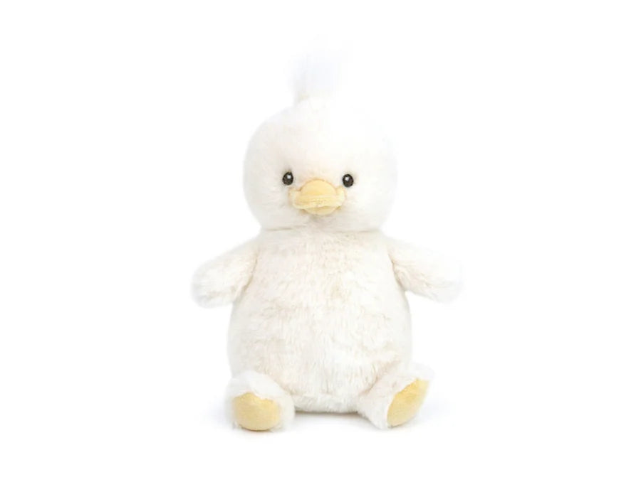 Mon Ami Quackers Petit Duck, a small fluffy cream plush duckling with a yellow beak