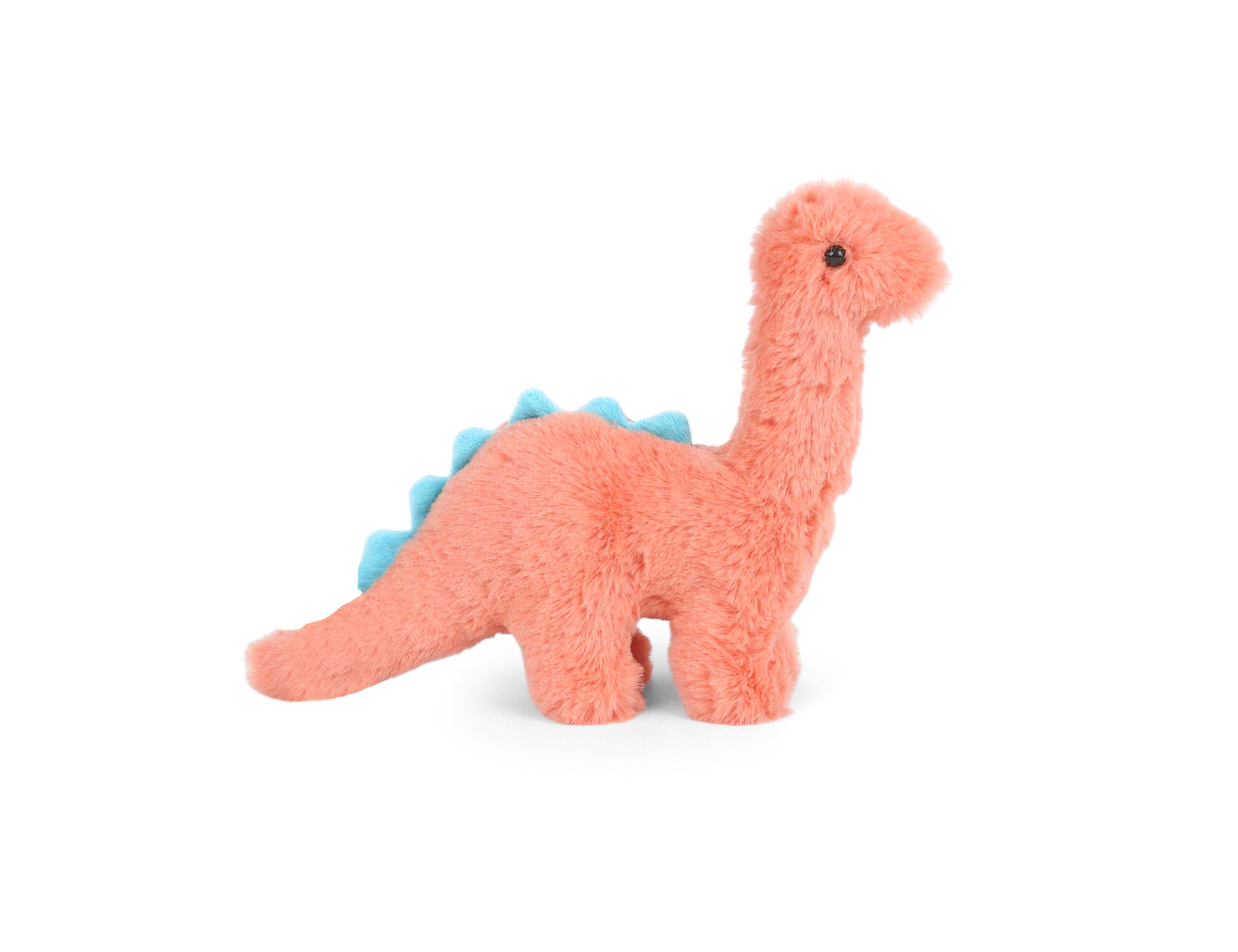 Mon Ami Sharry Bronto Dino, a small coral felt brontosaurus with teal spikes