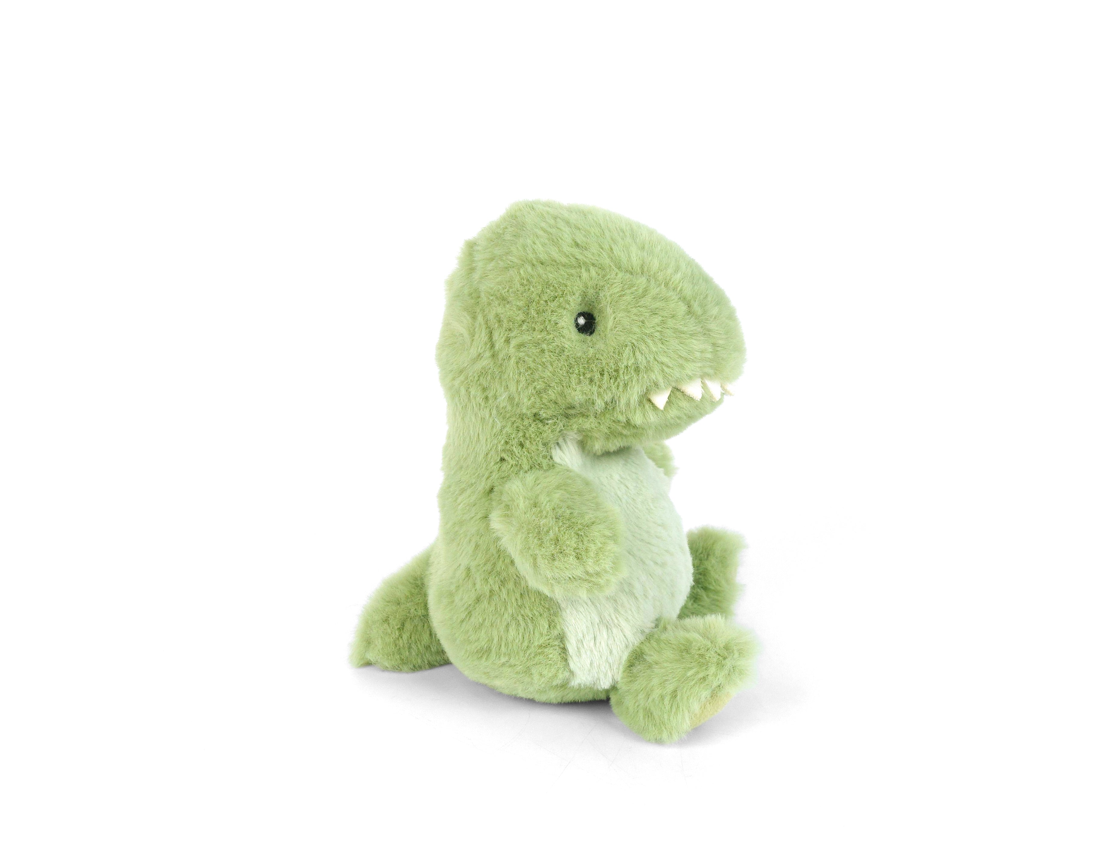 Mon Ami Tiny Petit Dino, a small fluffy green T-rex plush