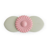 Mushie Blossom Suction Spinner Toy, a sage green base with a pink flower spinner