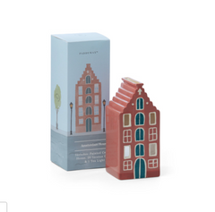 Painted ceramic Dutch canal house incense holder with its Paddywax box