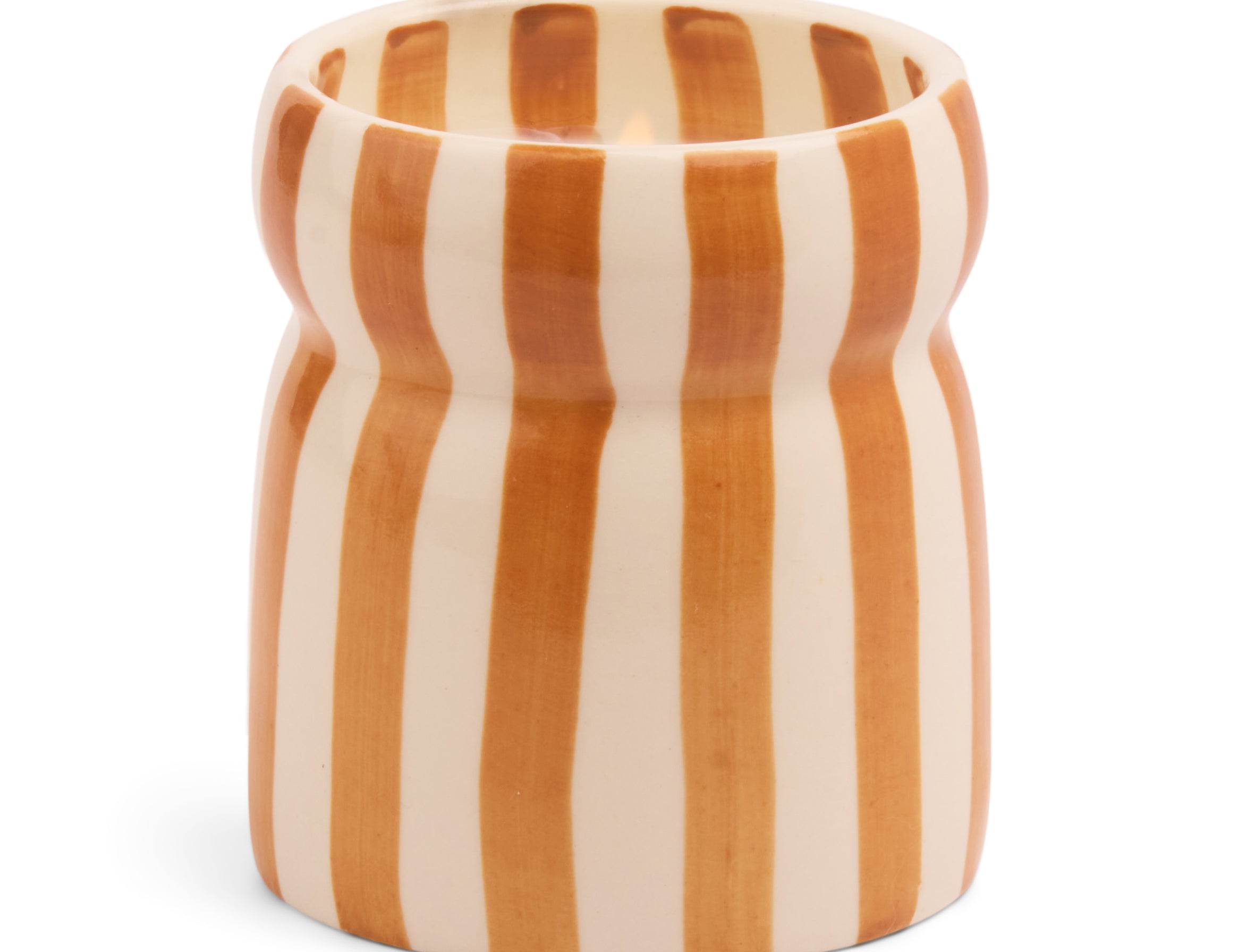 Cabana ochre stripe ceramic candle