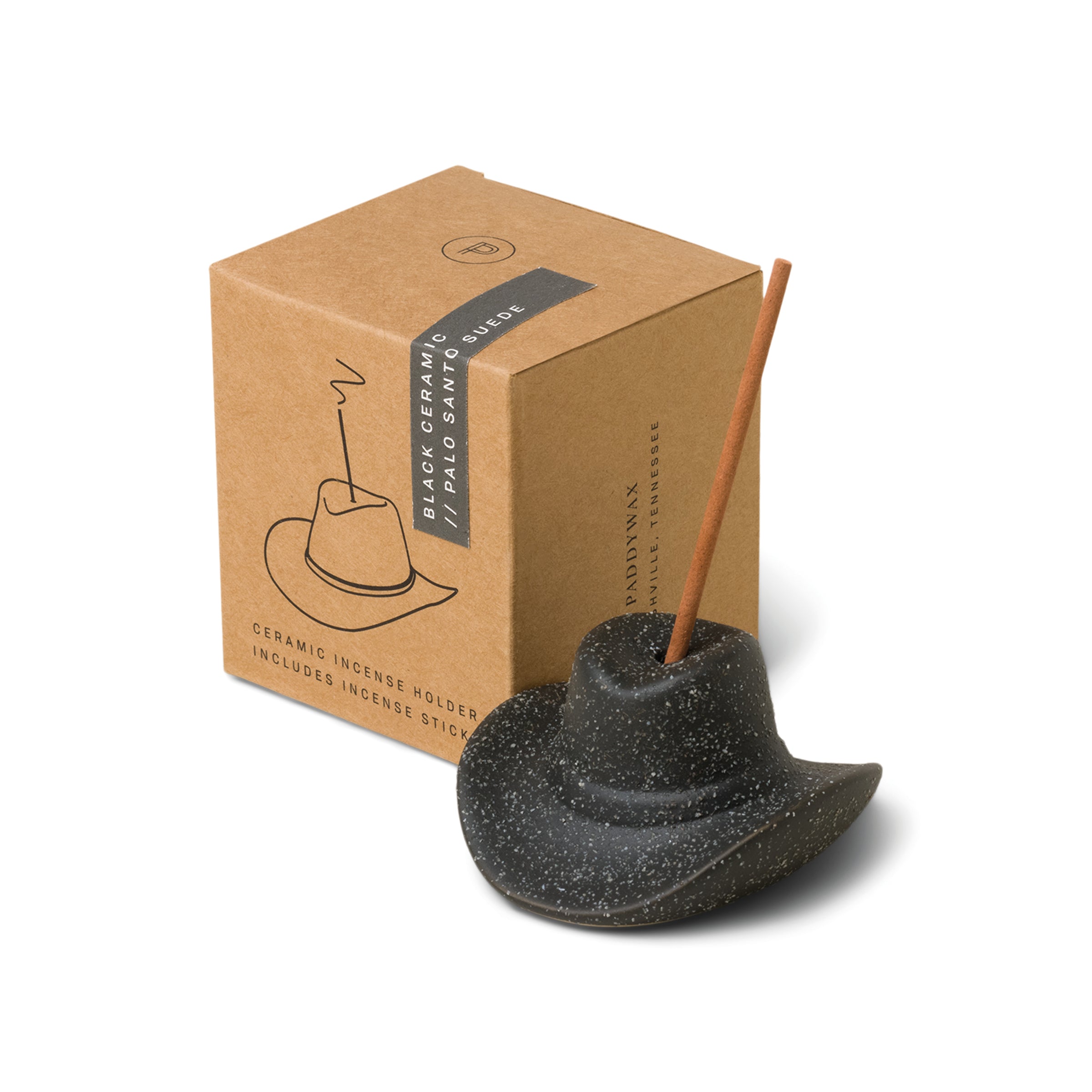 Ceramic cowboy hat incense holder, fourth view