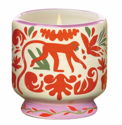 Hand painted jungle ceramic candle