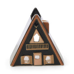 Hand painted Nordic cabin ceramic incense and tea light holder, second view