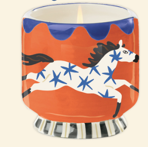 Hand painted Sienna Sunset ceramic candle, second view