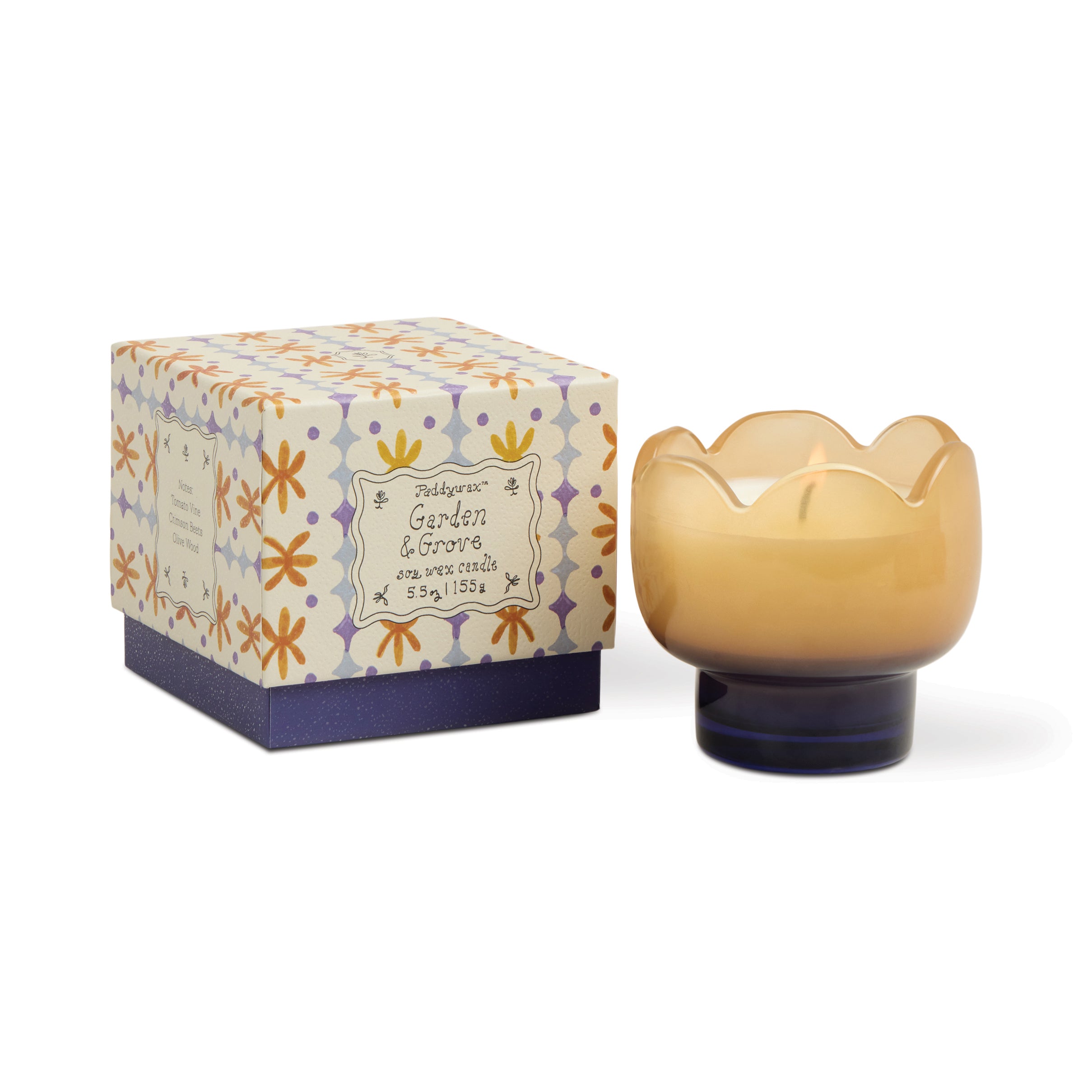 Teal tulip shaped glass candle, tenth view