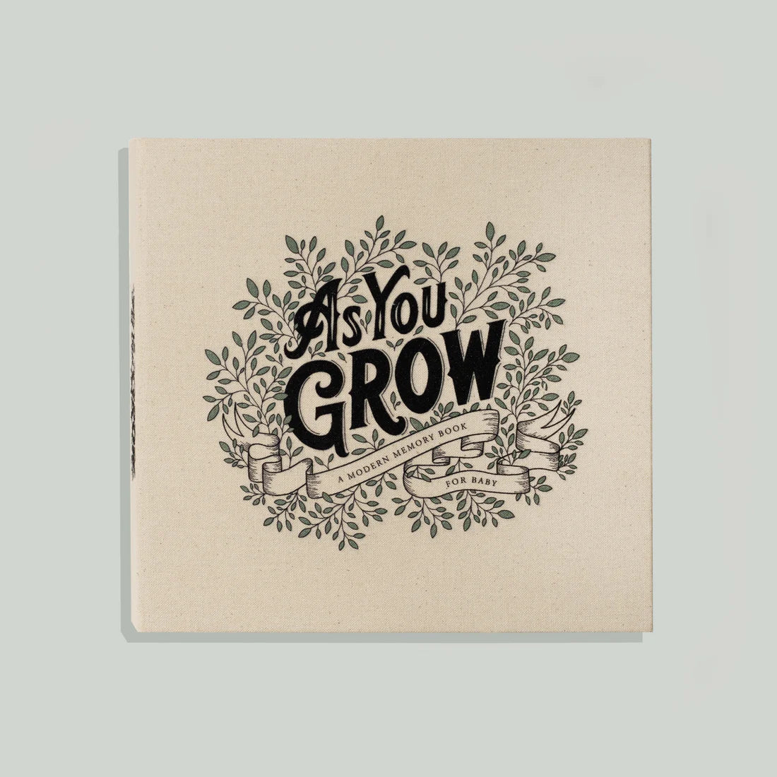 Paige Tate & Co As You Grow Memory Book, cream linen cover with black botanical lettering
