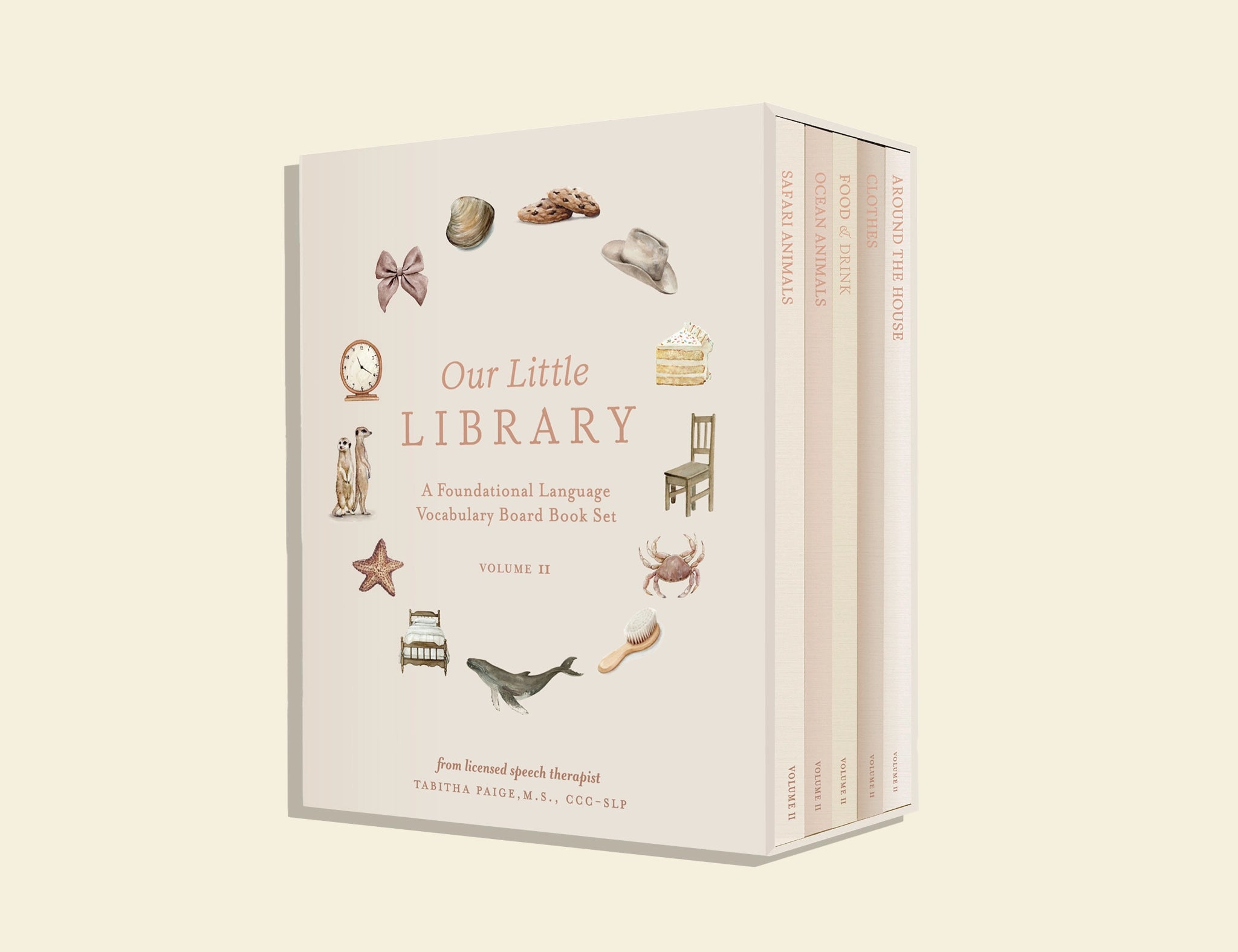 Paige Tate & Co Our Little Library Vol. 2, a cream board book box set with a watercolor wreath cover