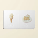 Paige Tate & Co Our Little Library Vol. 2 board book open to Ice Cream and Cake pages
