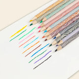 Papier Color Away Coloring Pencil Set of 12 with a swatch of each color drawn on white paper