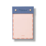 Papier Fabric Hardcover Notepad in pink with a blue fabric header reading Notes and gold studs