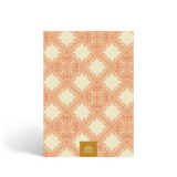 Papier Finance Planner Four Leaf back cover in coral and cream tile print